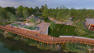 Riverfront boardwalk